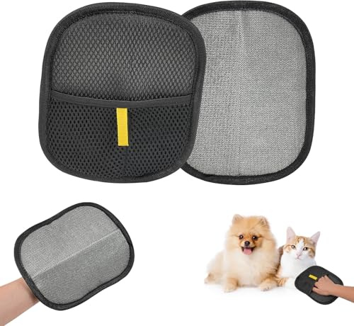 runpeak Lot de 2 gants d'épilation pour animaux de compagnie - Épilation efficace des poils de chat - Réutilisable - Gants de toilettage pour animaux de compagnie - Respectueux de la peau