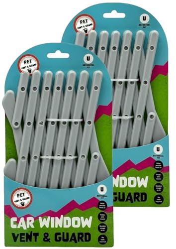 Pet Guru DOG PUPPY PET TRAVEL REAR CAR WINDOW VENT GUARD MESH UNIVERSAL ADJUSTABLE SECURITY LATTICE TELESCOPIC FENCE PACK OF 2 (Pack of 2 Grey)