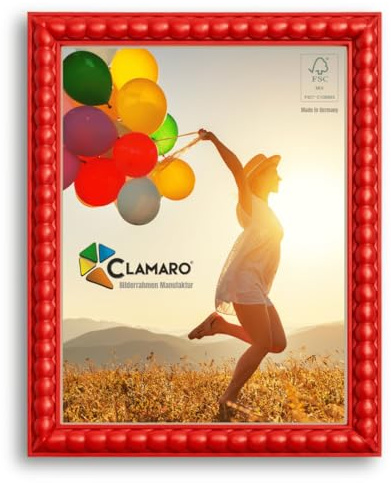 CLAMARO BUBBLE design, bildram 90 x 130 i bubbelbollsstil | röd | handgjord MDF-bildramar och fotoram med akrylglas | Ram för t.ex. foton, affischer eller Pussel
