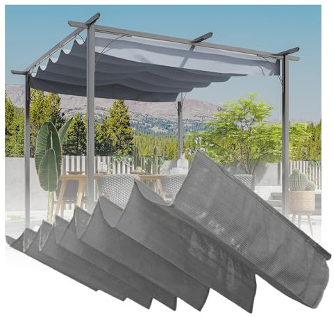 Toldo retráctil en forma de U para jardín, terraza, piscina y fiestas, cubierta telescópica para pérgola (ancho: 2,8 m x largo: 8 m)