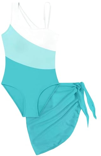 Traje de Baño Una Pieza para Niñas con Diseño Asimétrico y Detalles Malla Elegante BañAdor NiñA 2 AñOs 9 12 Camiseta Neopreno