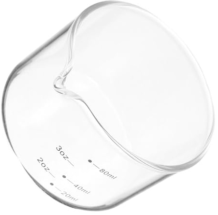 NUSITOU Brocca in Vetro da 80ml per Uso Domestico e Commerciale, Tazza di Misurazione Multifunzionale Misure Precise, Design Semplice e Raffinato per Espresso e Latte
