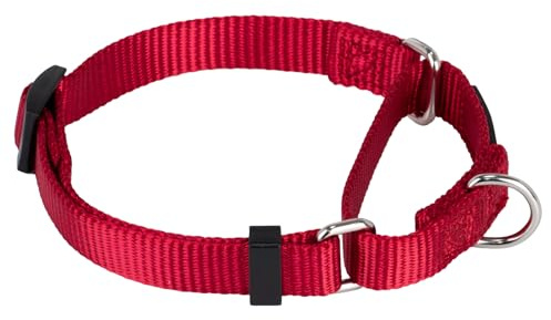 Hyhug Dog Collar Martingale, Small Red, Escape Proof | Heavy-duty nylon delivers gentle control for puppies. Ideal for training and park walks. Adjustable, comfortable, and secure