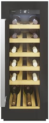 Candy DiVino Cantinetta Vino da Incasso, 20 Bottiglie, 1 Zona, con Vetro Anti-UV e Filtro ai Carboni Attivi, 6 Ripiani in Legno, Luce LED Interna, Classe F, 29,5 x 57,5 x 81,3 cm, Nera - CCVB 30/1