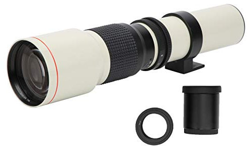 VBESTLIFE 500mm F8F32 Manual Focusing Long Shot Fixedfocus Telephoto Lens for Nikon F Mount Camera, with 2X Teleconverter(white)