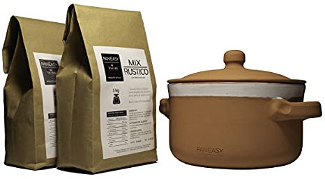 Pentola pane, Kit per fare il pane a casa, Tutto in uno, Pane rustico, Pentola in terracotta, Made in Italy