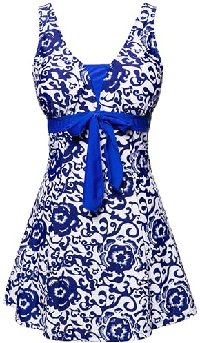 Wantdo Mujer Bañador Una Pieza Talla Grande Short Interno Playa | Pièce,Short Intégré,Resistente al Cloro ,Taille Haute,Tankini,Relleno en Copas ,Tejido Elástico,Amincissante ,Play,Piscina