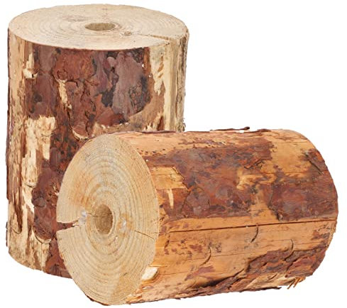 KOTARBAU® 2er Set Schwedenfeuer mit Anzünddocht Gartenfackel Gartenkerze in einem Holzklotz Holzschaum Holzfackel Grill Picknick Garten Citronella Finnenfackel Vertreibt Mücken