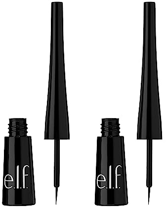 e.l.f. Expert Liquid Liner, 2 Stück, hochpigmentiert, extrafeiner flüssiger Eyeliner für Precise Definition, Long-Lasting, Vegan & Cruelty-Free, Jet Black