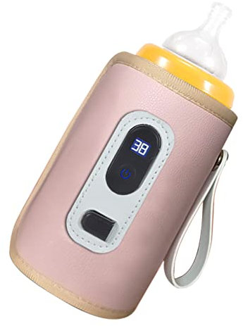 Babyflaschenwärmer Temperaturverstellbarer USB-Babymilchwärmer mit Digitalanzeige Elektrische Erwärmung (Rosa)