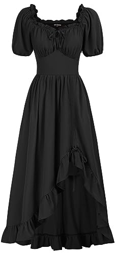 Scarlet Darkness Black Corset Dress for Women Medieval Fairy Dress Renaissance Faire Costume Black XL