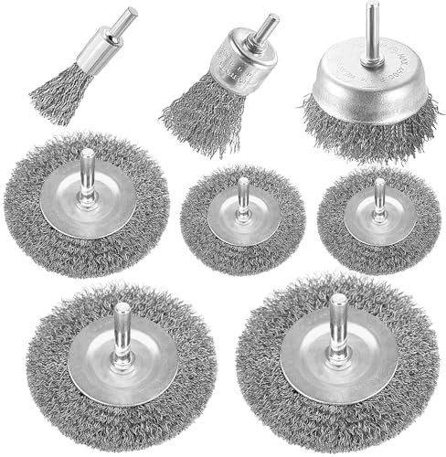 Wire Wheel Cup Brush Drills Set 8 pcs,Steel Wire Brush Wheel Cup Brush Metal Brushes for Drill 1/4 Inch Shank for Cleaning Rust, Flakes and Abrasives Drill Attachment