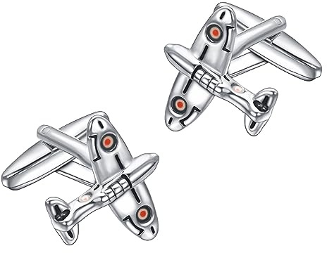 Vogem Gemelos para hombre, diseño de avión, con caja de regalo, 18mm*20mm, Acero inoxidable, desconocido