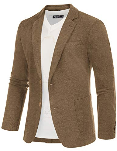 PJ PAUL JONES Sakko - Blazer da uomo sportivo, vestibilità regolare, in jersey, 2 bottoni, giacca da lavoro per affari, marrone, L