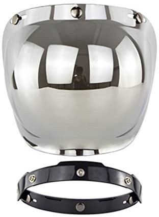 Blasenvisier, Motorrad-Retro-Blasenschild-Visier, Flexibel Einsetzbar, PC-Objektiv, 3 Schnapp-Helm-Windschutzscheibe Mit Rahmen-Set, Splitterfarben Für 3 Schnapp-Helm