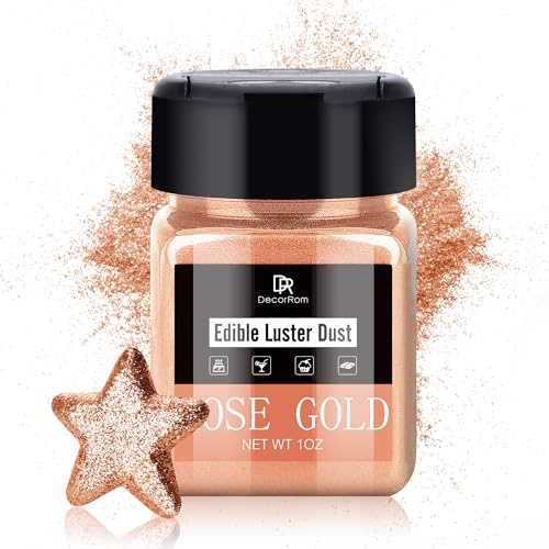 Edible Glitter - 1oz Luster Dust Edible Food Grade Coloring Glitter for Cake Decorating, Baking, Drinks - Shimmer Dust Powder, Metallic Color Dusting Powder for Fondant, Candy, Cookie (Rose Gold)