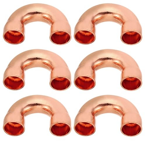 PATIKIL 6pcs Raccord Coudé Cuivre pour Tuyaux Gaz, 10mm Raccord Tuyau d'Arrosage Durite Essence, Raccords Tuyauterie à Pression pour HVAC Climatisation Plomberie, Épaisseur 0.8mm - U Forme