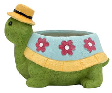 Ukbzxcmws Kreative Blumentöpfe mit Ablaufloch, dekorative Harz-Schildkröte, Sukkulenten, Garten, Pflanzvase, Dekorationen