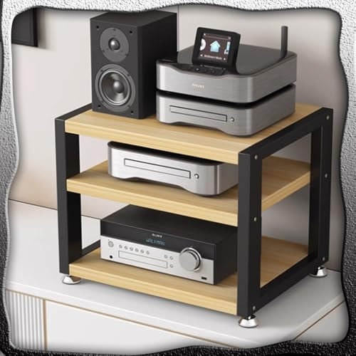 ZIUSFAC Stéréo Meuble Rack À 3 4 Etagères Support AV Media Armoire AV Audio/Vidéo Rack Appareils DVD Support Armoire Audio HiFi Bureau Etagère pour Petit Espace(Walnut,3 Tier 40x35x35.5cm)