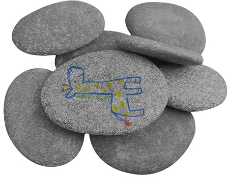 Flache Steine zum Bemalen, 10 Stück 7–9 cm Dekosteine Naturstein, Strand Kiesel, Glatte Große Kieselsteine, Natürlicher Flussstein Glatte Kieselsteine zum Bemalen für Bunte Malerei & Dekoration