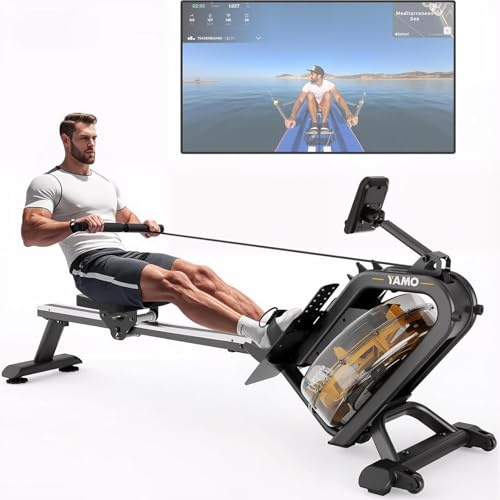 YAMO Roddmaskin för Hemmabruk, 16L Vattentank, Justerbart Motstånd i 6 Nivåer, Bluetooth-stöd, Extra Brett Säte (stöder upp till 158 kg), med Surfplattehållare