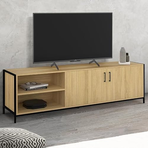 IDMarket - Meuble TV 160 cm Detroit 2 Portes Design Industriel