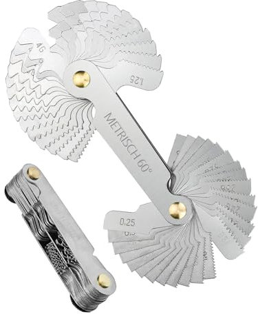 TPZORJX Calibres para roscas,thread plug gage,52 Hojas Galgas de Roscas Métrico 60 ° e Imperial 55 ° Herramienta Medición Medidor de Rosca Acero Inoxidable