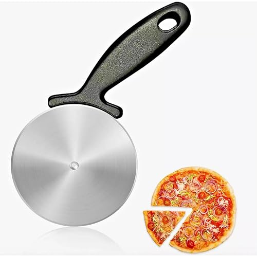 Large Stainless Steel Pizza Cutter Wheel - Professional Non-Slip Handle for Pizzas, Pastries & More - Dishwasher Safe Kitchen Tool