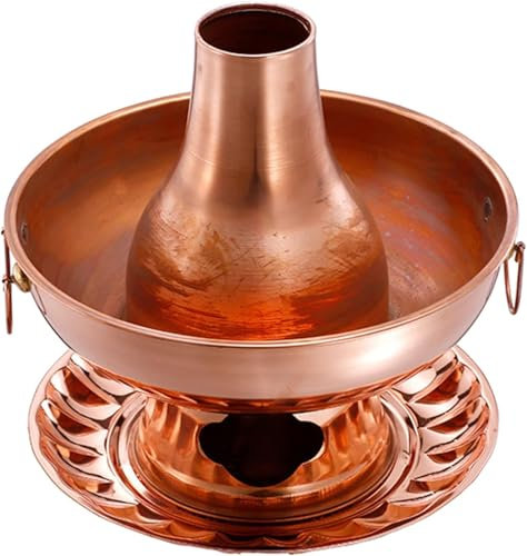 CCKUHN Pentola Calda Cinese Tradizionale in Rame, pentola Calda Shabu Vintage, pentola Shabu in Rame, pentola per zuppa Tradizionale Cinese, pentola per 1-8 Persone, H