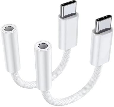 Adattatore da USB-C a Jack da 3,5 mm Adattatore da USB-C a Jack per Cuffie da 3.5 mm con DAC Audio Digitale Auricolari di Tipo C ad AUX per iPhone 15 Samsung Galaxy S24 S23 Huawei Pixel 4 3 Bianco