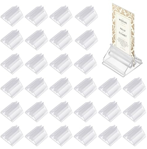 Supporti per Carte in Plastica Trasparenti 30 Pezzi Porta Etichette Porta Carte da Gioco da Tavolo Supporto per Carte Triangolare per Foto, Visualizzazione di Immagini, Ricevimenti di Nozze, Menù