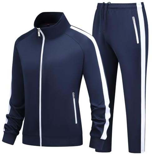 Feiairuike Women's Tracksuit Set 2 Pieces Long Sleeve Outfits Sweatsuits for Women Full Zip Active Sets Athletic Suits Blue White 2XL