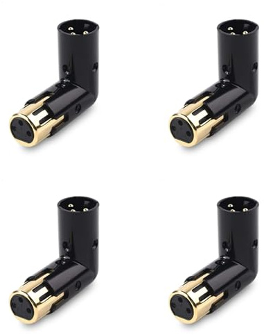 Tumintu 4 Adaptateur d'angle XLR 3 Broches Réglable Mâle à Adaptateur XLR à Angle Droit Adaptateur XLR à 90 Degrés