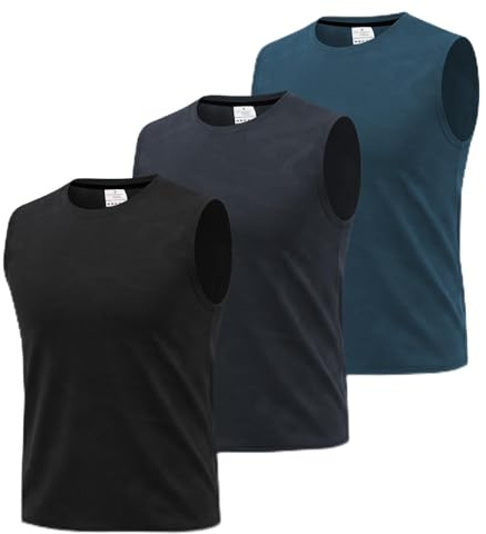 Superora 3 Pack Men's Athletic Vests Sleeveless Camouflage Jacquard Pattern | Quick-Dry Running Workout Breathable Mesh Fabric