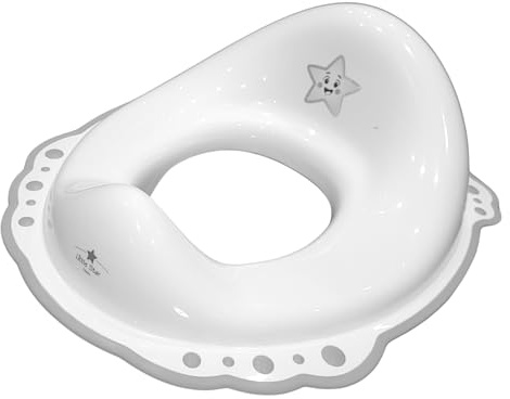 Little Star Kinder Toilettensitz WC Aufsatz – Rutschfester & ergonomischer Klositz für Kinder – Toilettenaufsatz für sicheres Toilettentraining – Kindertoilettensitz ab 2 Jahre - weiß/grau
