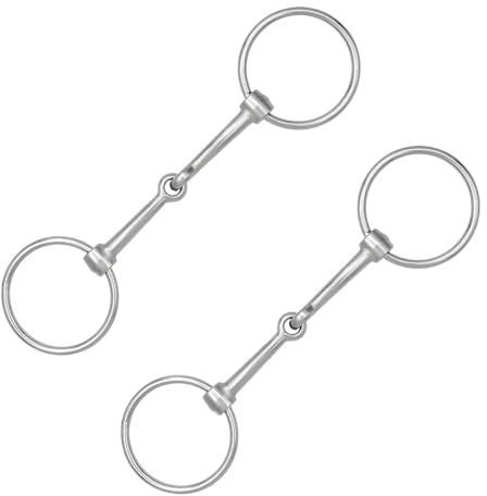 Lot de 2 mors de cheval, mors simple de 10,8 po / 27,5 cm, mors à anneau de 3 po / 7,5 cm pour cheval, mors western en métal, design à anneau circulaire pour un guidage simple