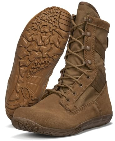 Belleville Mini-Mil TR105 Tactical Boots for Men - Zero Drop Boots - Slip-Resistant Military Footwear - Breathable Desert Style - Full-Grain Cattlehide Leather - Soft-Toe Design - Coyote - 9