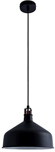 Paco Home Luminaria Suspensión Colgante Cocina Mesa Comedor Industrial 1,5m Cable Textil E27, Bombilla: Sin bombillas, Color: Negro-Blanco-Cobre