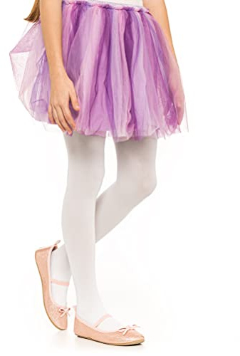 OVISSA Ballet Tights for Girls - School Uniform Dancing Sport 50 DEN With Microfibre - Strong Footed Soft Kids Tights 5-6 Years, White