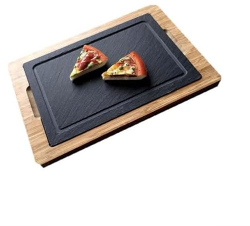 VIRUL Platos de Pizarra para Queso, Bandeja para Frutas, Tablas de charcutería para Queso, Sushi, repostería, Pan, Tabla para Aperitivos y Plato para Carne