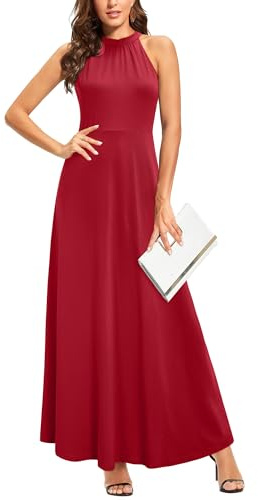 STYLEWORD Vestido Largo sin Mangas con Hombros Descubiertos y Estampado Floral para Mujer Vestido Largo Elegante con Cuello Halter （Floral58 ， XL）