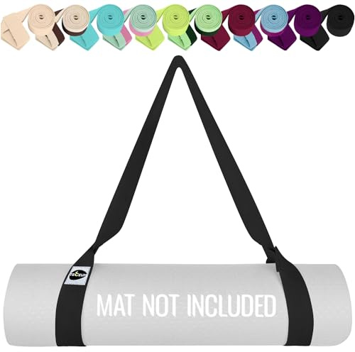 TECEUM Premium Yoga Mat Strap - Extra Soft & Thick Cotton - Skin-friendly & Non-Slip - Adjustable Mat Holder Sling Carrier for All Mats [Mat Not Included]