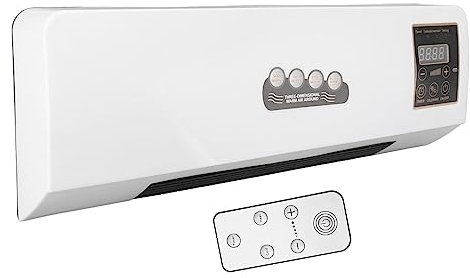Chauffage de Climatiseur, Refroidisseur D'air Mural, 2000W Portable Petit Climatiseur Rideau D'air Intérieur avec 8 Heures de Chronométrage pour Salle de Bain Chambre à Coucher
