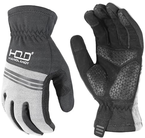 HANDLANDY Winter Gloves for Men and Women, Anti-Slip Cycling Gloves, Thermal Warm Gloves for Cold Weather Touch Screen for Workout, Running, Hiking, Driving, Freezer Work (Small, Grey)