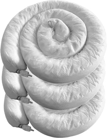 DEWUFAFA Kit Derrames Calcetines Absorbentes Sólo Aceite Cada Uno 3mx12.7cm (L x Dia.), Serpiente Absorbente para Aceite, Combustible, Fluidos a Base de Hidrocarburos(Size:Pack of 3,Color:Blanco)