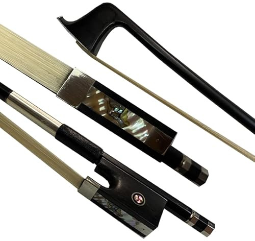 4/4 Full Size black carbon fiber violin bow Full Advanced Level 4 4 Parisian Eyes Ebony Frog Straight Smooth Screw Strong and Durable Unbleached Mongolian Horse Hair Warm Sweet Sound (1/2)