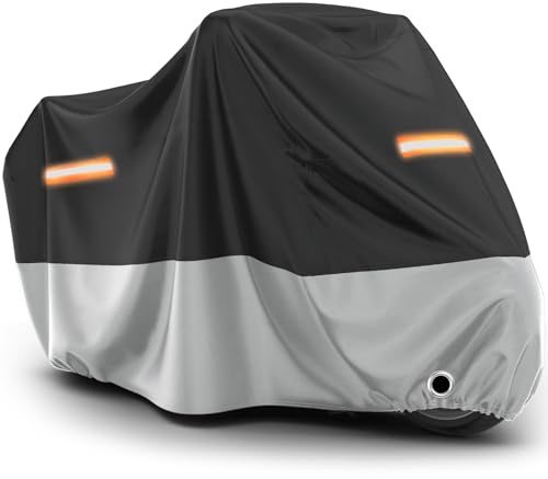 Favoto Motorcycle Cover Waterproof Outdoor - All Season Sun Protection Oxford with Lock-Holes Rain Snow Windproof Dustproof Universal Fit Motorbikes Vehicle Moped Cover, 104 x 41 x 50