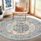 Nyescasa Teppich Rund 80 cm Vintage Boho Mandala Teppich Wohnzimmer Waschbar rutschfest Weich Kurzflor Runder Teppiche für Schlafzimmer Kinderzimmer Outdoor, Beige Blau