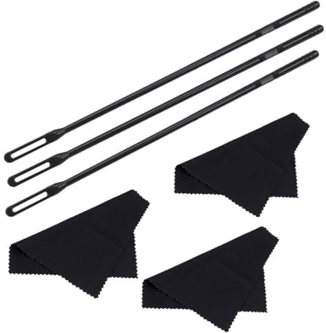 NHPY 6 Stück Flötenputzer Set, 3 STK Flöten Reinigungsstab Mit 3 STK Reinigungstücher, Professionelles Flötenputzer Blockflöte Für Die Pflege Ihres Instruments, Pfeifenputzer Schwarz