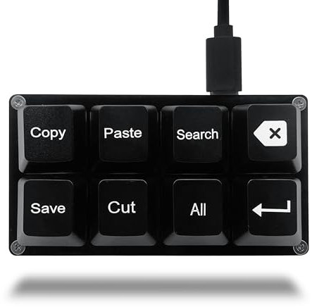 BTXETUEL Copy Paste Search Backspace Save Cut All Input 8 Keyboards SayoDevice One-handed OSU Keypad Programmable Mechanical Shortcut Macro Keyboard for Work and Gaming (Black)